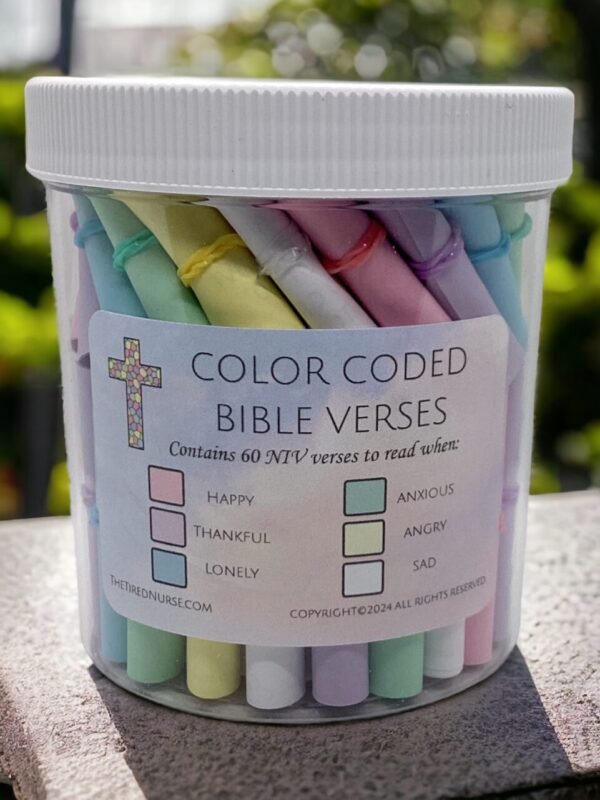 Color-Coded Bible Verses Affirmation Jar – 60 Scrolls in Pastel Colors, NIV Bible Verses for Every Occasion, Spirituality, Hope, Faith