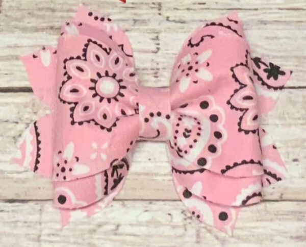 Bandana Print Bow, western bow, rodeo bow, cowgirl, red bow, pink bow, 4H