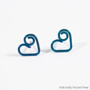 Niobium Wire Heart Post Earrings, Choose Your Color
