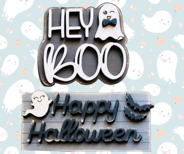 Hey Boo, Halloween, Ghost, Tiered Tray Decor