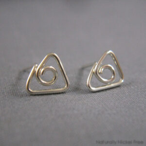 Wire Triangle Argentum Silver Post Earrings