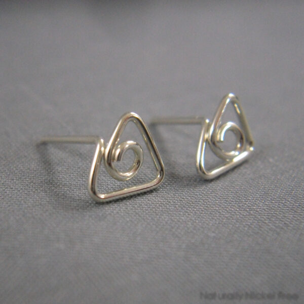 Wire Triangle Argentum Silver Post Earrings