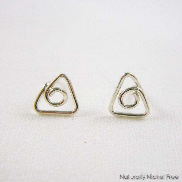 Wire Triangle Argentum Silver Post Earrings