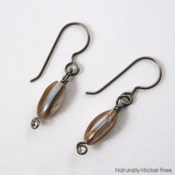 Shell Bead Niobium Earrings