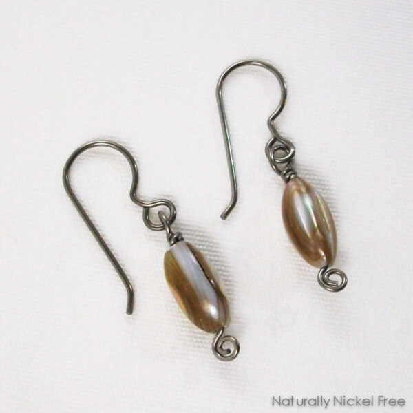 Shell Bead Niobium Earrings