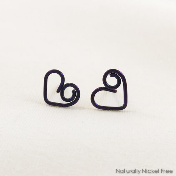 Niobium Wire Heart Post Earrings, Choose Your Color