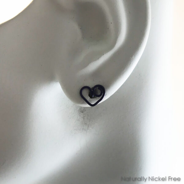 Niobium Wire Heart Post Earrings, Choose Your Color