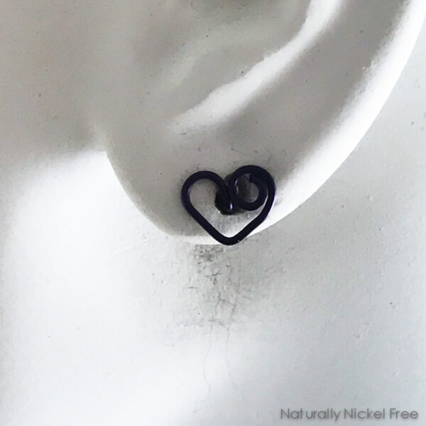 Niobium Wire Heart Post Earrings, Choose Your Color