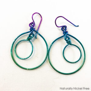 Niobium Rainbow Double Hoop Dangle Earrings – Blues & Greens