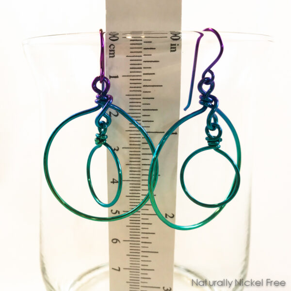 Niobium Rainbow Double Hoop Dangle Earrings – Blues & Greens