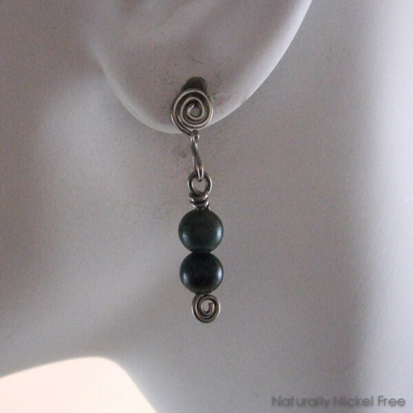 Dark Green Jasper Niobium Post Earrings