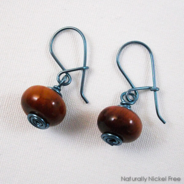 Tiger Eye Niobium Earrings with Loop n Latch Interchangeable Earwires