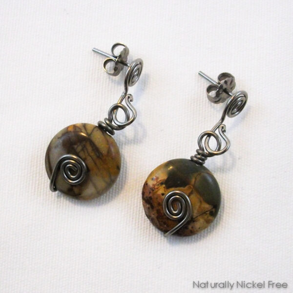 River Creek Jasper Niobium Post Dangle Earrings, Interchangeable