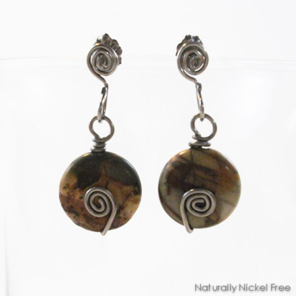 River Creek Jasper Niobium Post Dangle Earrings, Interchangeable