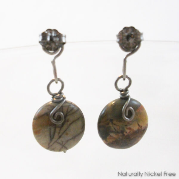 River Creek Jasper Niobium Post Dangle Earrings, Interchangeable