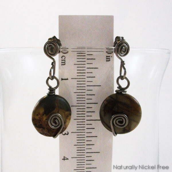 River Creek Jasper Niobium Post Dangle Earrings, Interchangeable