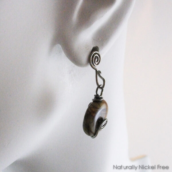 River Creek Jasper Niobium Post Dangle Earrings, Interchangeable