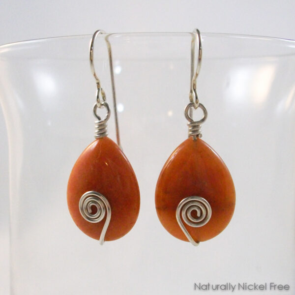 Peach Aventurine Teadrop Earrings