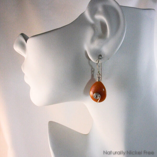 Peach Aventurine Teadrop Earrings