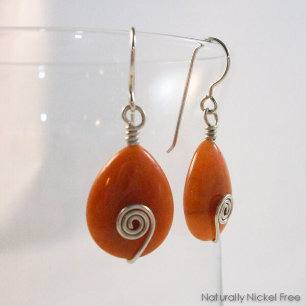 Peach Aventurine Teadrop Earrings