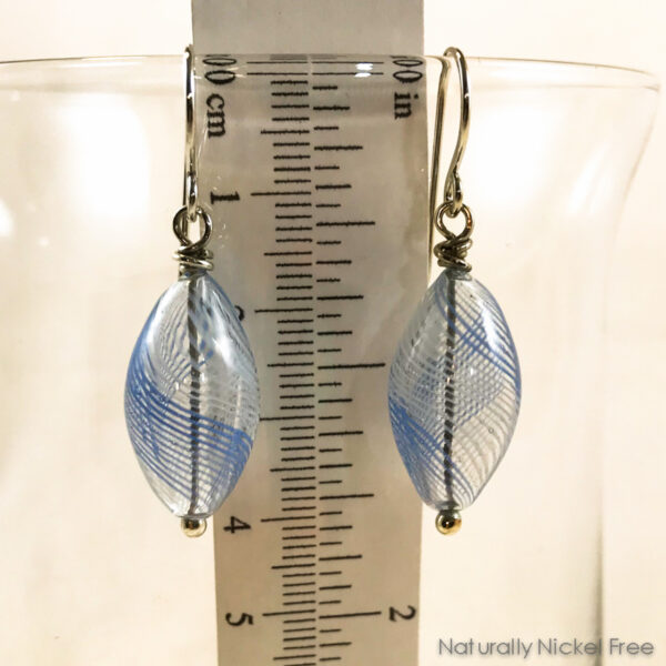 Light Blue Blown Glass Argentium Silver Earrings