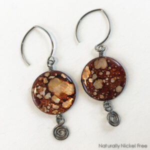 Spotted Brown Shell Niobium Earrings