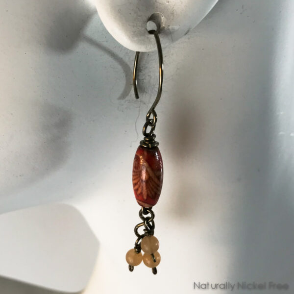 Floral Wood Bead Earrings with Short Bead Tassel