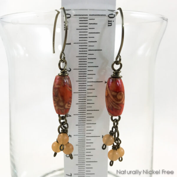 Floral Wood Bead Earrings with Short Bead Tassel