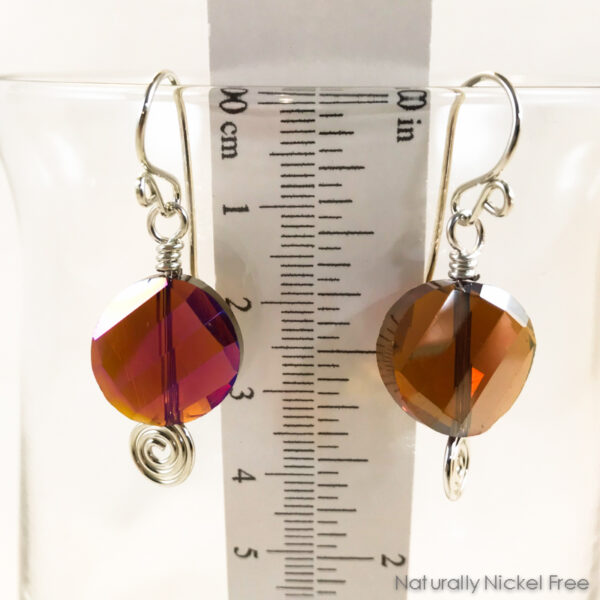 Topaz Faceted Glass Bead Silver Dangle Earrings, Interchangeable