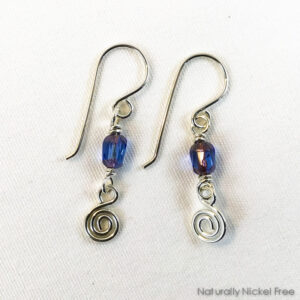 Lavender Glass Bead Silver Earrings