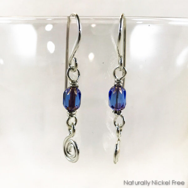 Lavender Glass Bead Silver Earrings