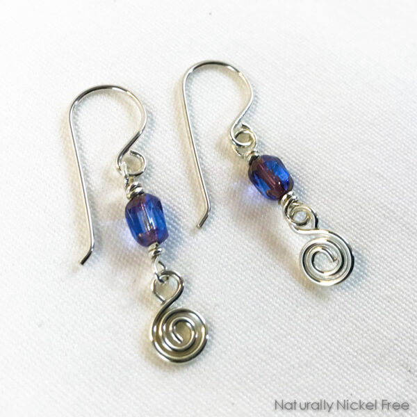 Lavender Glass Bead Silver Earrings