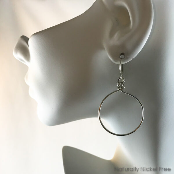 Argentium Silver Oversized Hoop Dangle Earrings