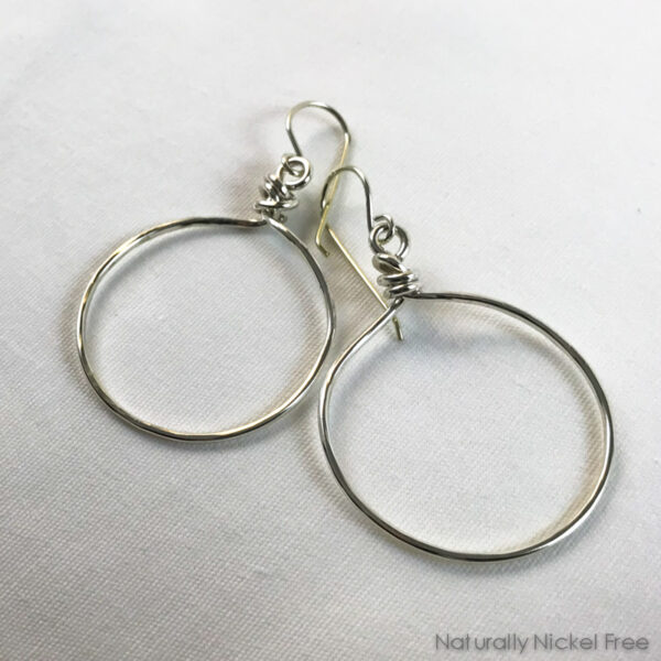 Argentium Silver Oversized Hoop Dangle Earrings