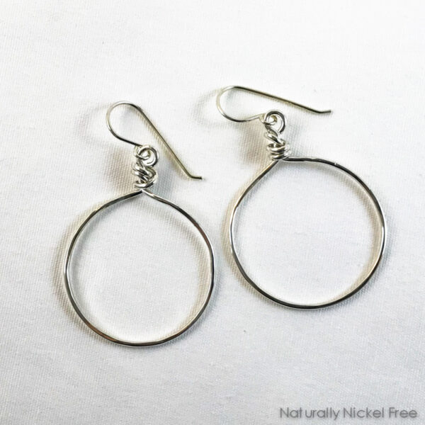 Argentium Silver Oversized Hoop Dangle Earrings