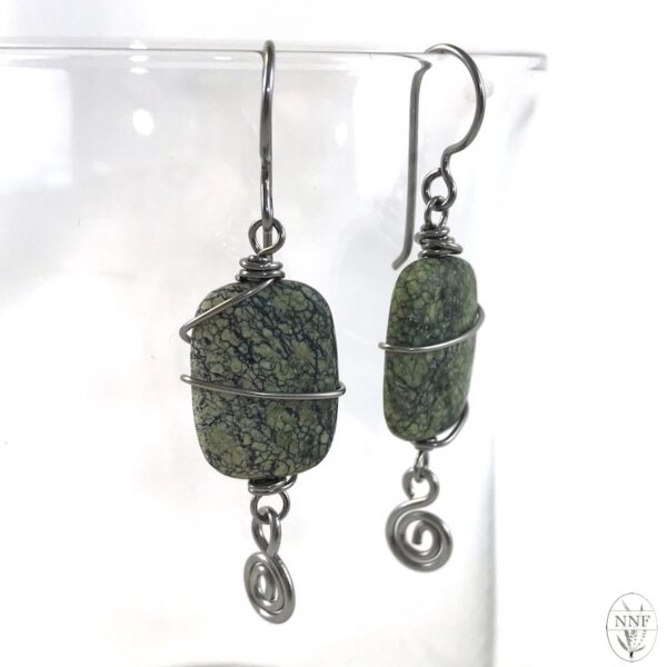 Serpentine Jasper Wire Wrapped Niobium Earrings