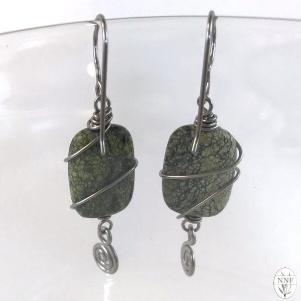 Serpentine Jasper Wire Wrapped Niobium Earrings