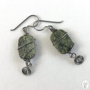 Serpentine Jasper Wire Wrapped Niobium Earrings