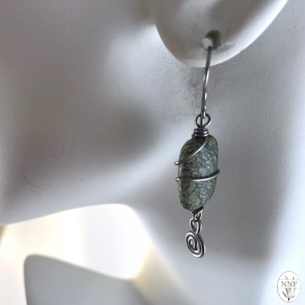 Serpentine Jasper Wire Wrapped Niobium Earrings