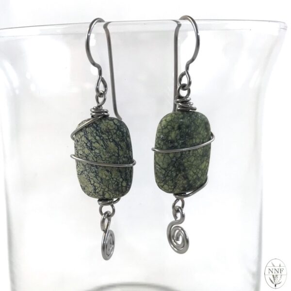 Serpentine Jasper Wire Wrapped Niobium Earrings