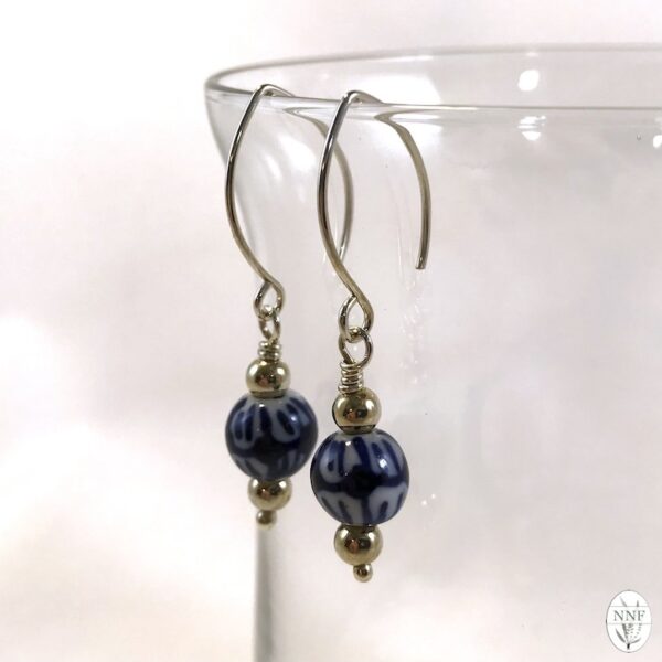 Blue & White Classic Ceramic Bead Earrings