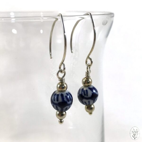 Blue & White Classic Ceramic Bead Earrings