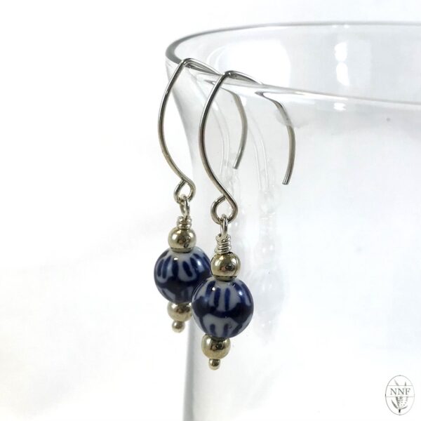 Blue & White Classic Ceramic Bead Earrings