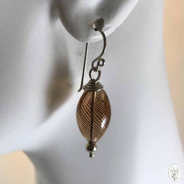 Dark Brown Blown Glass Argentium Silver Earrings