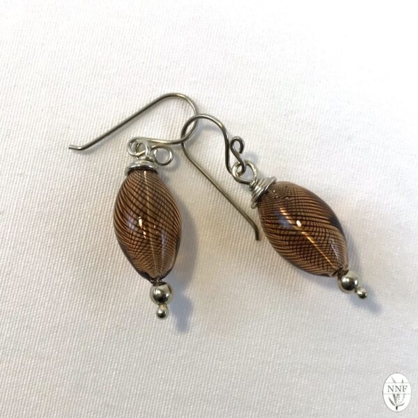 Dark Brown Blown Glass Argentium Silver Earrings