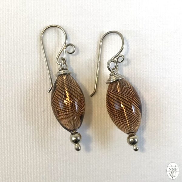 Dark Brown Blown Glass Argentium Silver Earrings