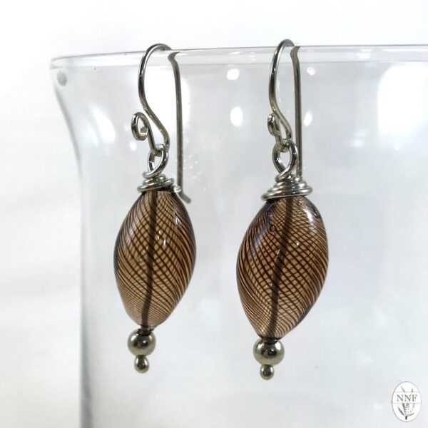 Dark Brown Blown Glass Argentium Silver Earrings