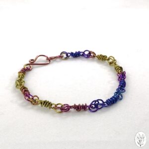 Handmade Niobium Chain Bracelet, Rainbow Colors