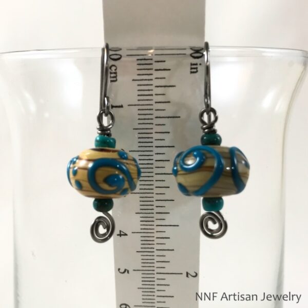 Brown & Blue Lampwork Dangle Earrings