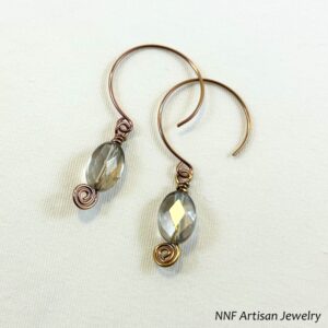 Smoky Quartz Niobium Earrings with Round-Style Earwires